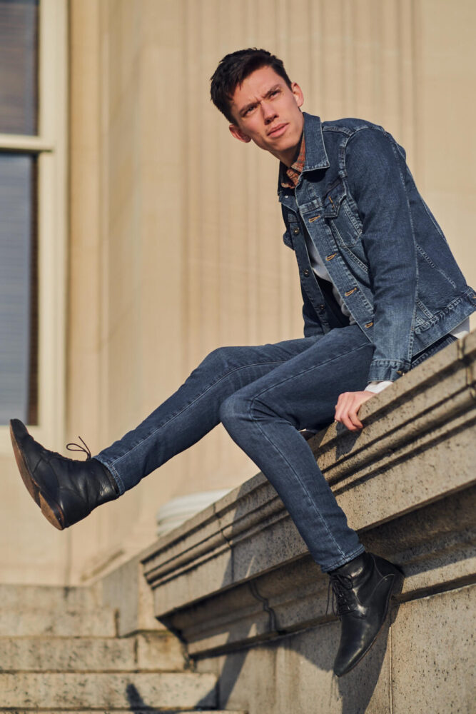 Fuji X Pro2 with xf 56mm f1.2 - Men's Fashion Photography with denim outfit around Columbia University - Model: Roberto