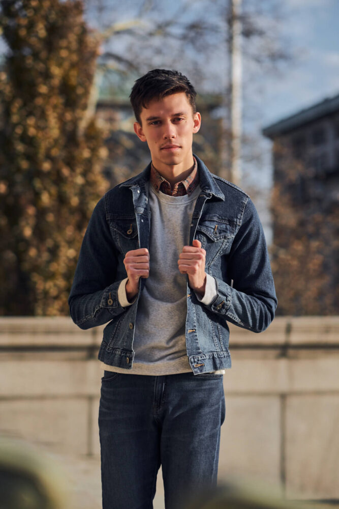 Fuji X Pro2 with xf 56mm f1.2 - Men's Fashion Photography with denim outfit around Columbia University - Model: Roberto