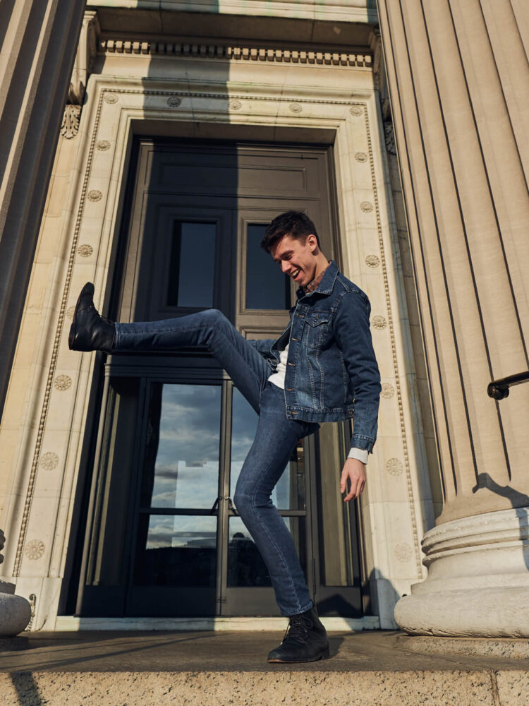 Fuji X Pro2 with xf 16mm f1.4 - Men's Fashion Photography with denim outfit around Columbia University - Model: Roberto