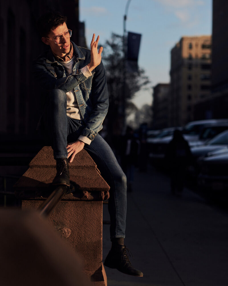 Fuji X Pro2 with xf 56mm f1.2 - Men's Fashion Photography with denim outfit around Columbia University - Model: Roberto