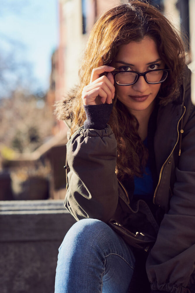 Fuji X Pro2 with xf 56mm f1.2 - Portrait Photography in Brooklyn New York around Prospect Part. Woman with glasses - Model: Andrea