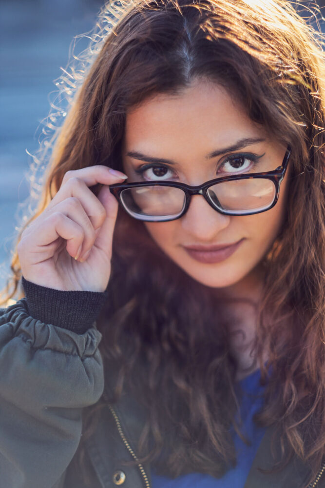 Fuji X Pro2 with xf 56mm f1.2 - Portrait Photography in Brooklyn New York around Prospect Part. Woman with glasses- Model: Andrea