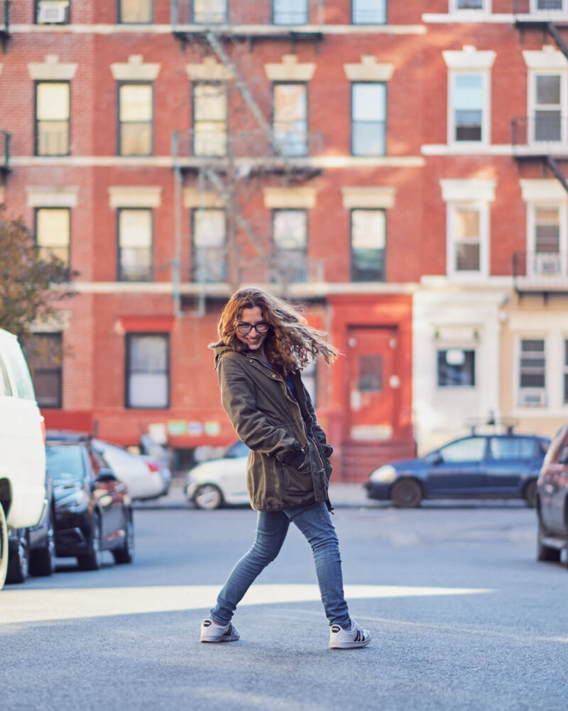 Fuji X Pro2 with xf 56mm f1.2 - Portrait Photography in Brooklyn New York around Prospect Part. Woman with glasses and a smile - Model: Andrea