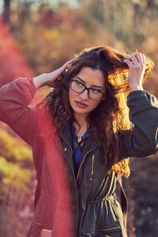 Fuji X Pro2 with xf 56mm f1.2 - Portrait Photography in Brooklyn New York around Prospect Part. Woman with glasses- Model: Andrea