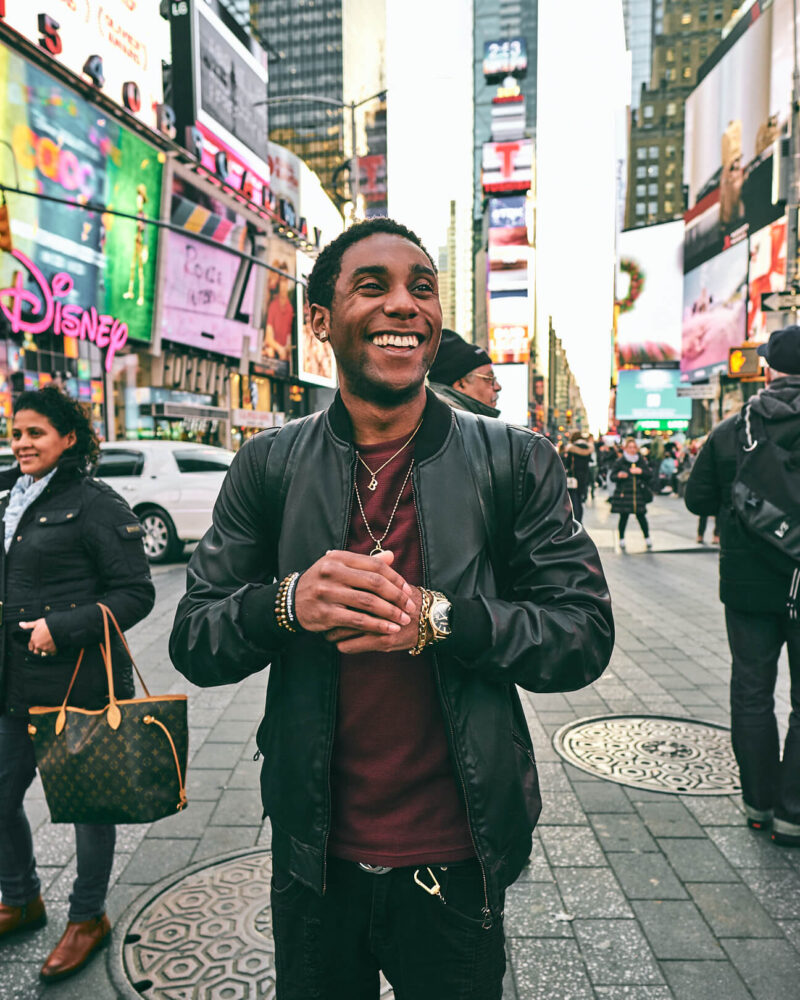 Fuji X Pro2 with xf 16mm f1.4 - Fashion lifestyle photography around New York City Time Square - Model: Bryan