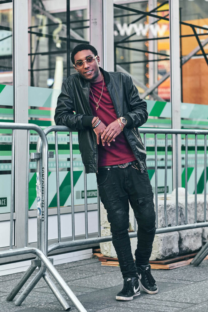 Fuji X Pro2 with xf 56mm f1.2 - Fashion lifestyle photography around New York City Time Square - Model: Bryan