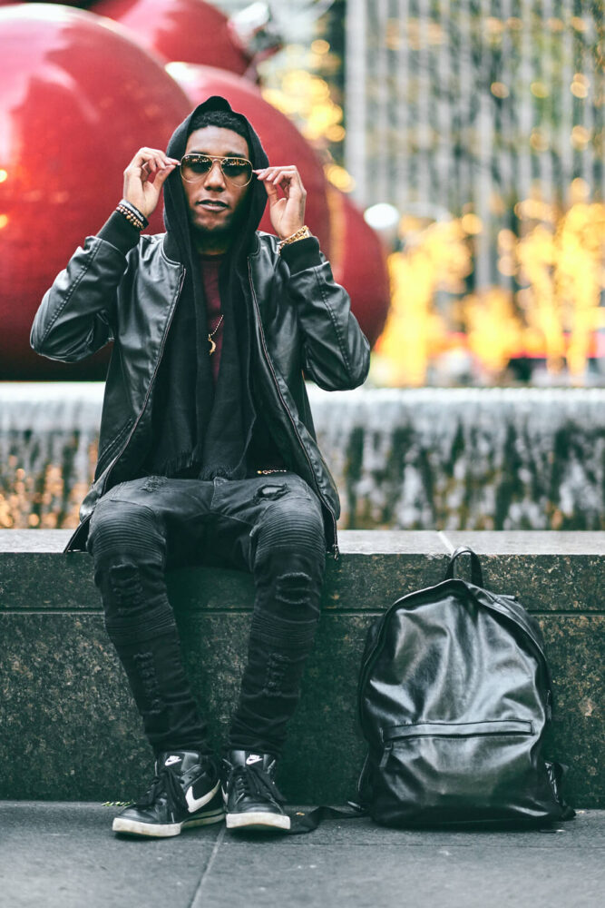 Fuji X Pro2 with xf 56mm f1.2 - Fashion lifestyle photography around New York Radio City Music Hall - Model: Bryan