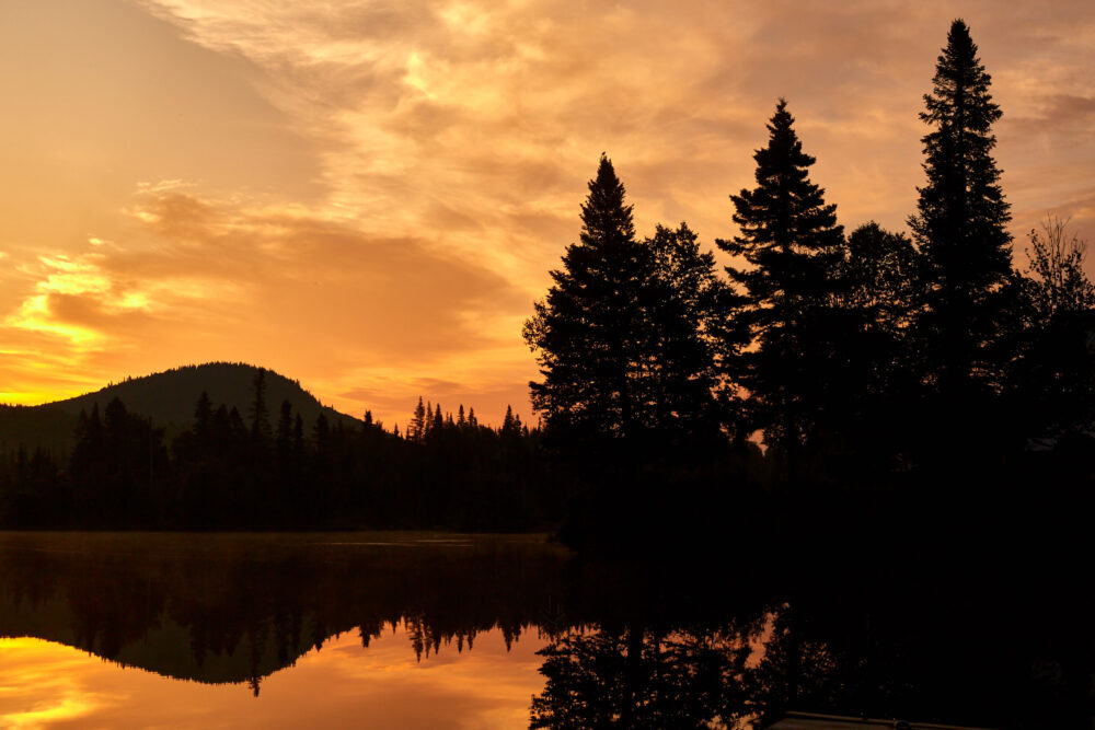 Canon 5D Mark iii with ef 50mm - Golden LightSunrise landscape nature photography along the lake at Chalet lac Beauport Quebec