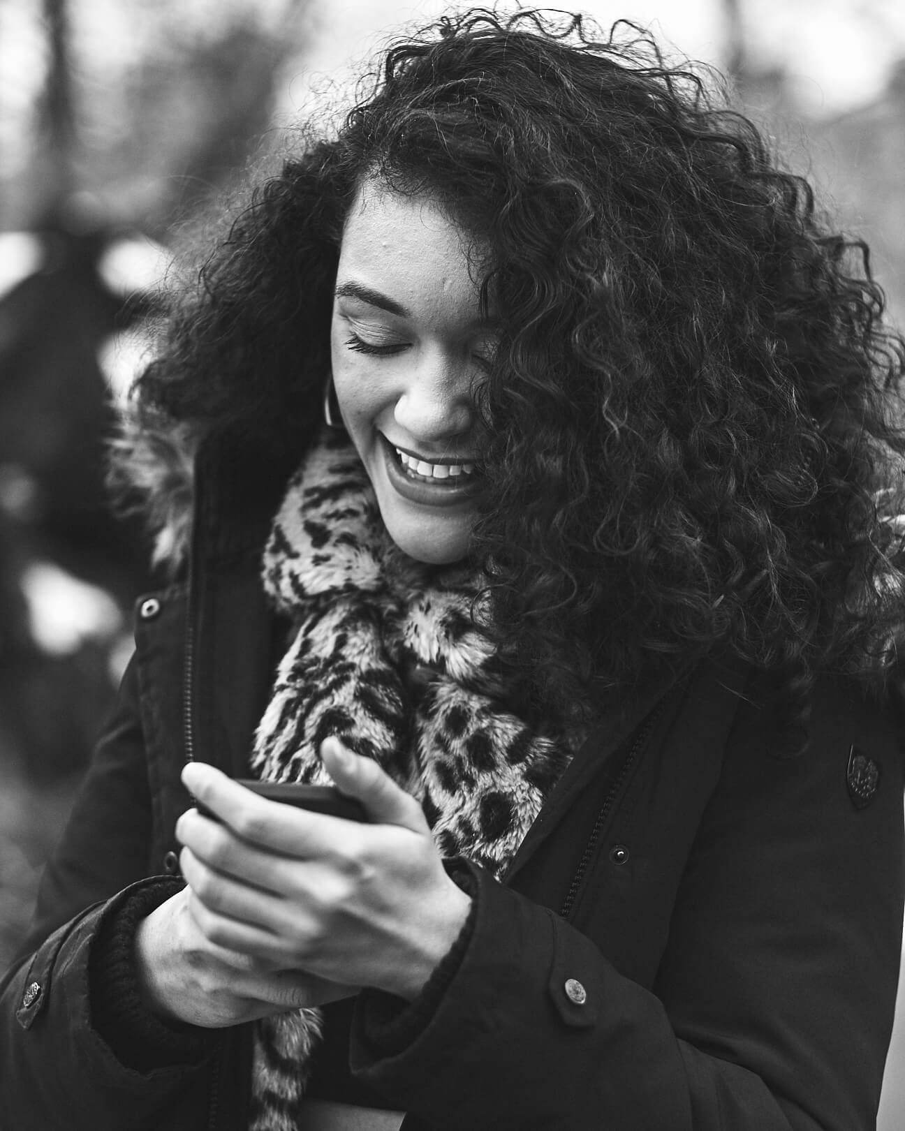 Fuji X Pro2 with xf 56mm f1.2 - Black and White Women's Fashion Photography in Central Park - Woman with leopard print jacket - Model: Jess