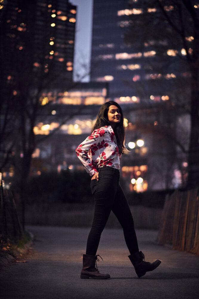 Fuji X Pro2 with xf 56mm f1.2 - Women's fashion portrait photography in Central Park New York - Model: Mousumi