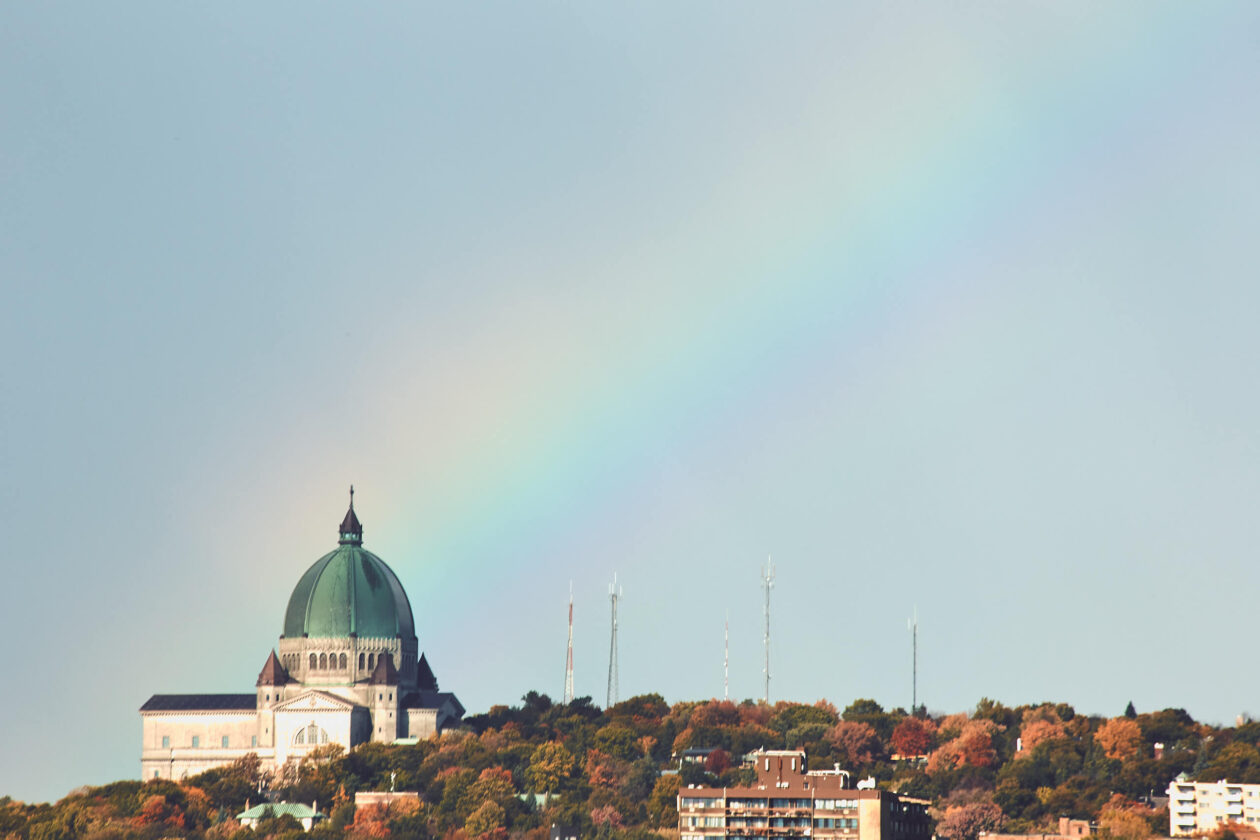 Canon 5D Mark iii with ef 70-300mm 4/5.6 - Saint Josephs Oratory of Mount Royal Montreal landscape photography with a rainbow