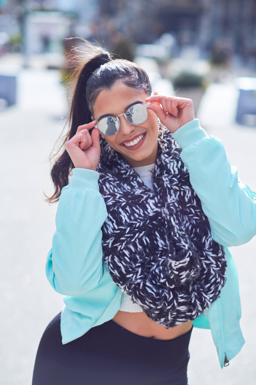 Emily - Flatiron District - Fashion Photography - New York - Woman with a scarf and sunglasses - Street Photography - Fuji X Pro2 with xf 56mm f1.2