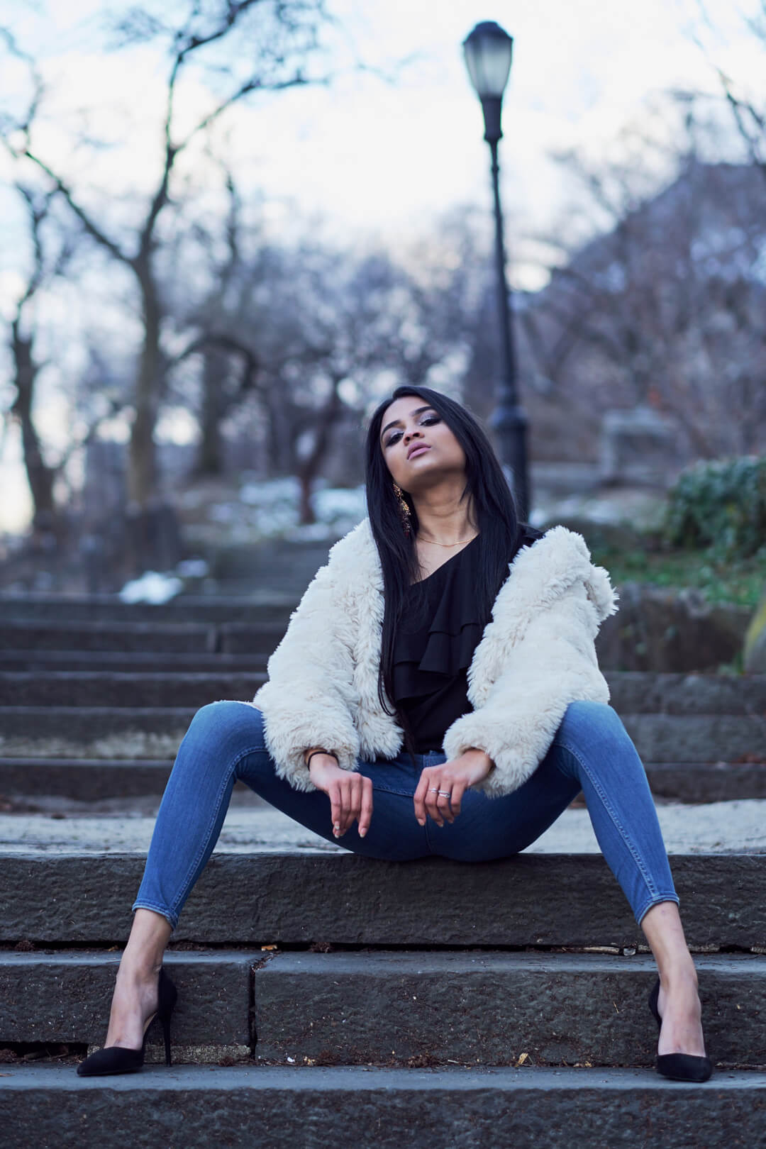 Fashion Photography Poses - Lifestyle Photography Woman - Maesha Morningside Park - Columbia University - Model Poses - Maesha - Fuji X Pro2 with xf 56mm f1.2