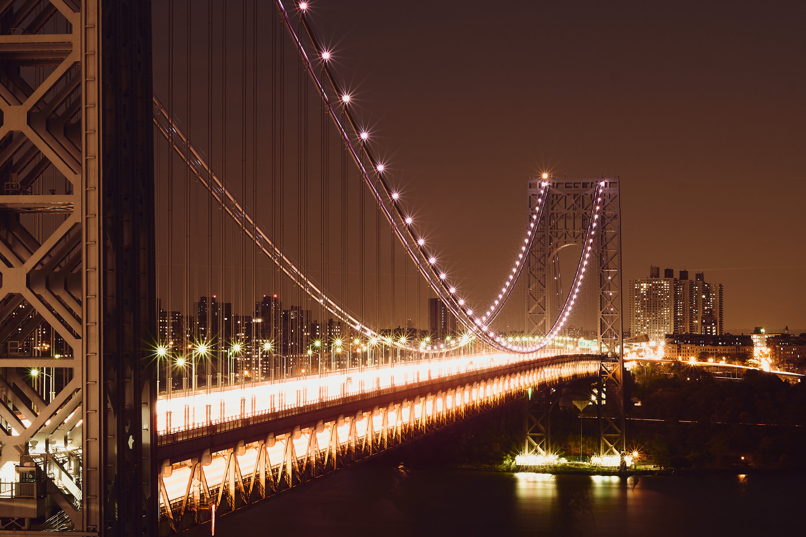 Fort Lee New Jersey - George Washington bridge Urban Landscape Photography - Night Photography- Long Exposure Photography