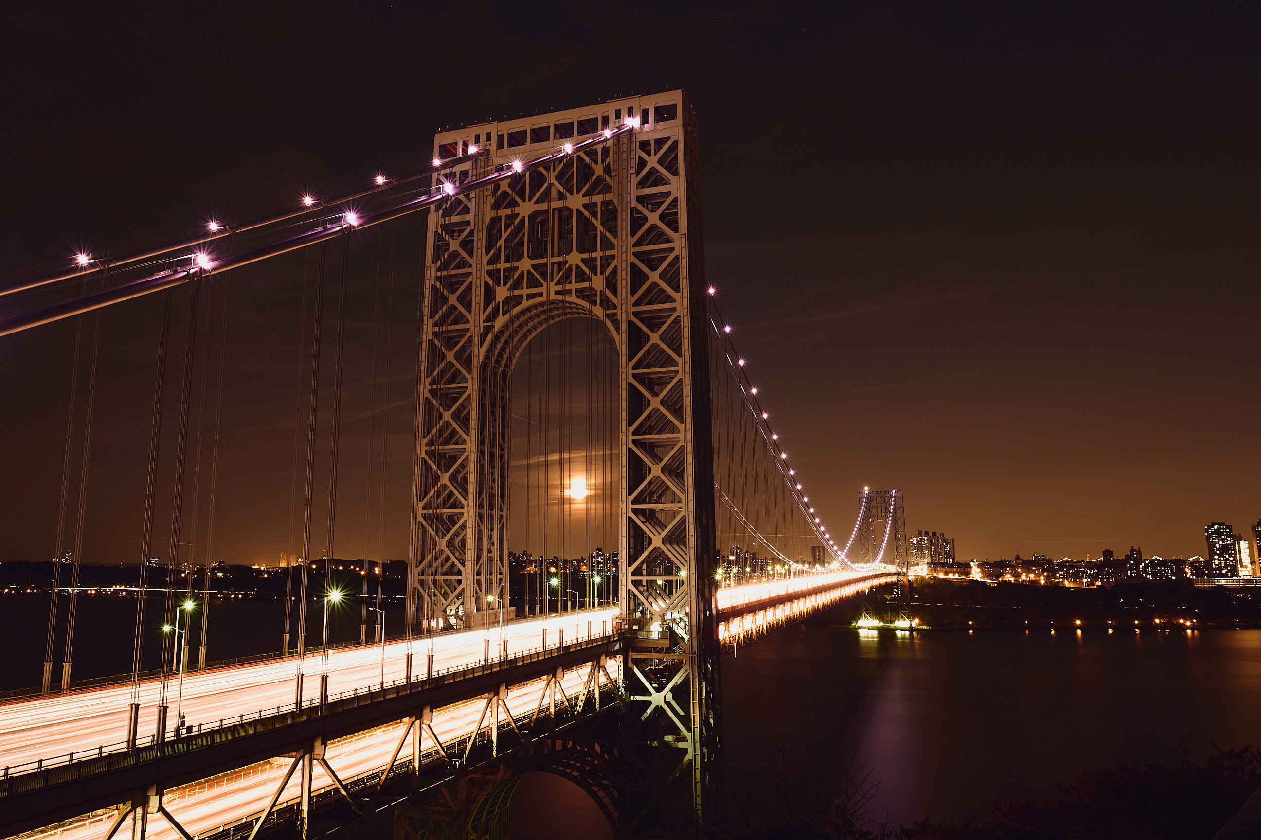 Fort Lee New Jersey - George Washington bridge Urban Landscape Photography - Night Photography- Long Exposure Photography