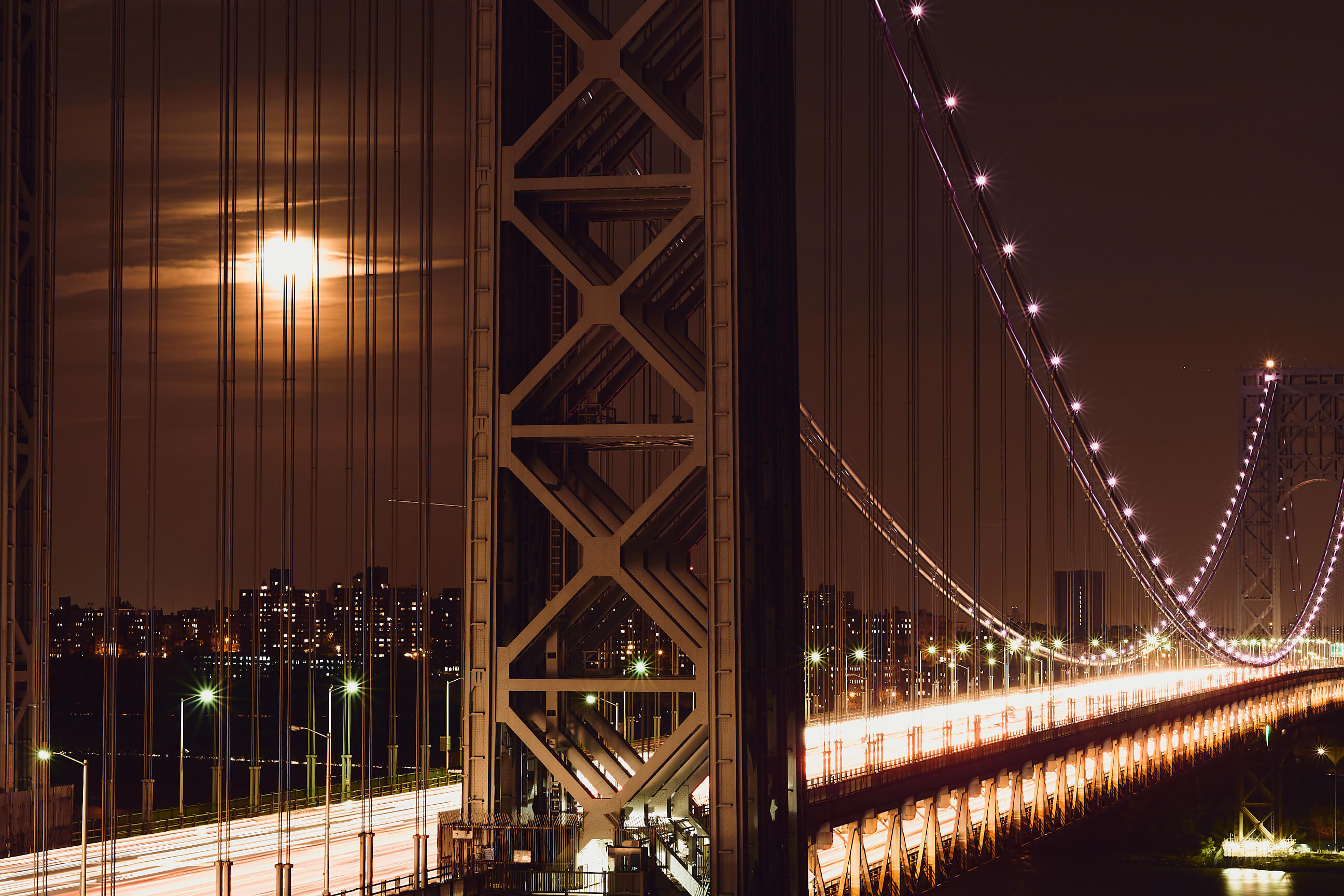 Fort Lee New Jersey - George Washington bridge Urban Landscape Photography - Night Photography- Long Exposure Photography