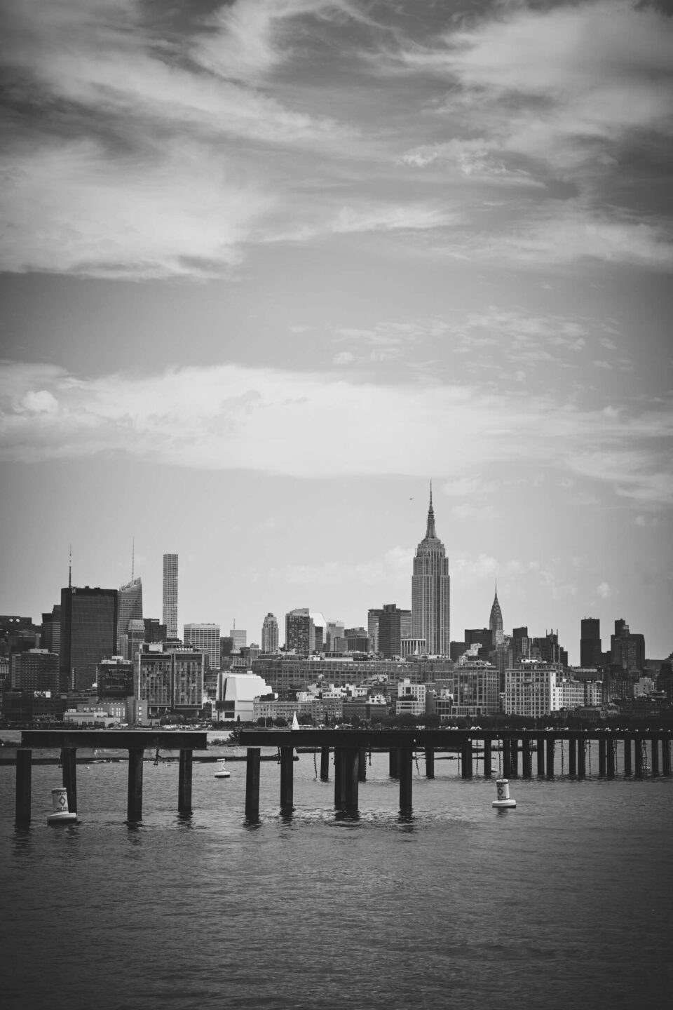 Jersey City New Jersey Piers - Manhattan Cityscape - Black and White Photography - Landscape Photography