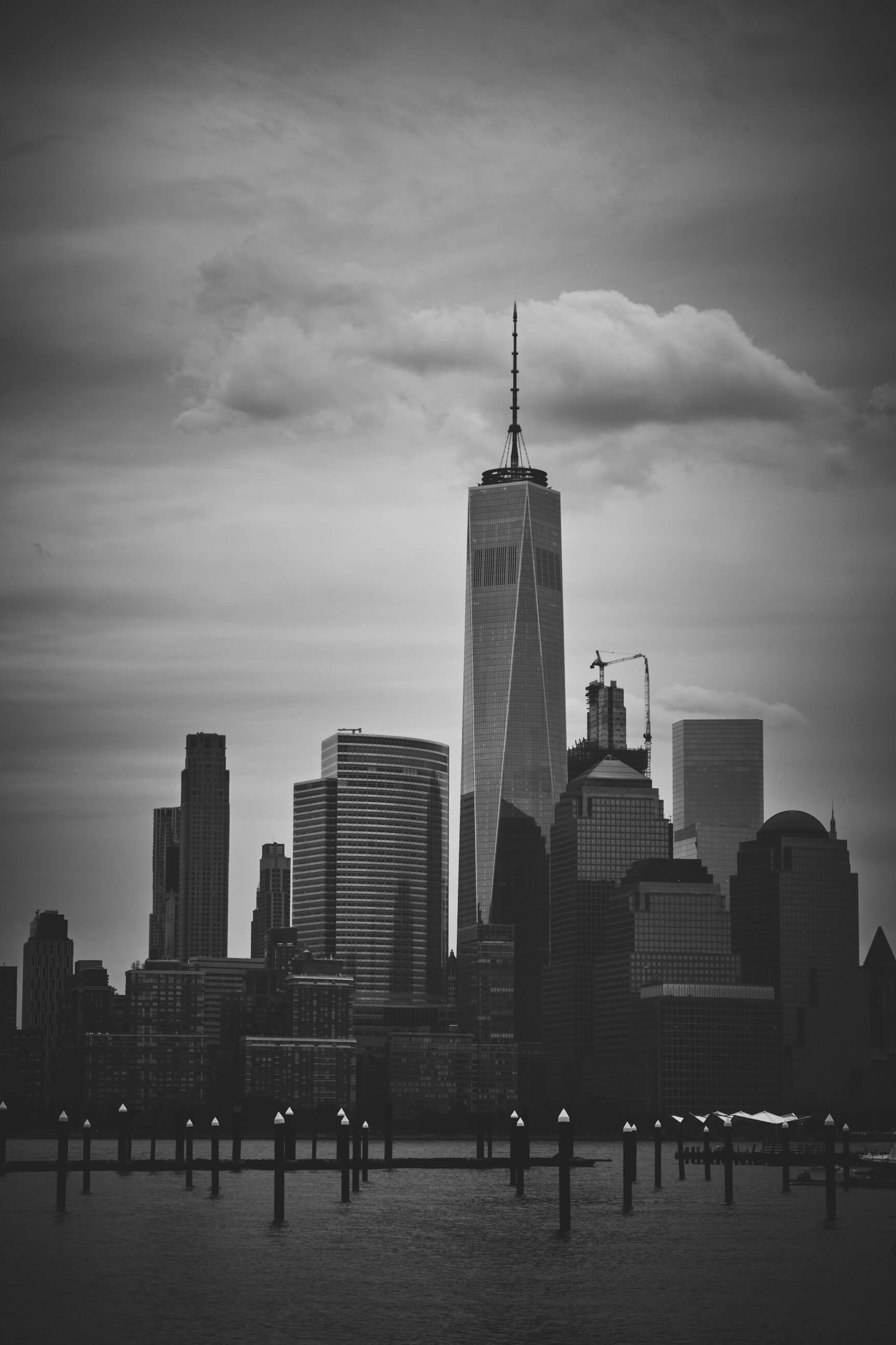 Jersey City New Jersey Piers - Manhattan Cityscape - Black and White Photography - Landscape Photography