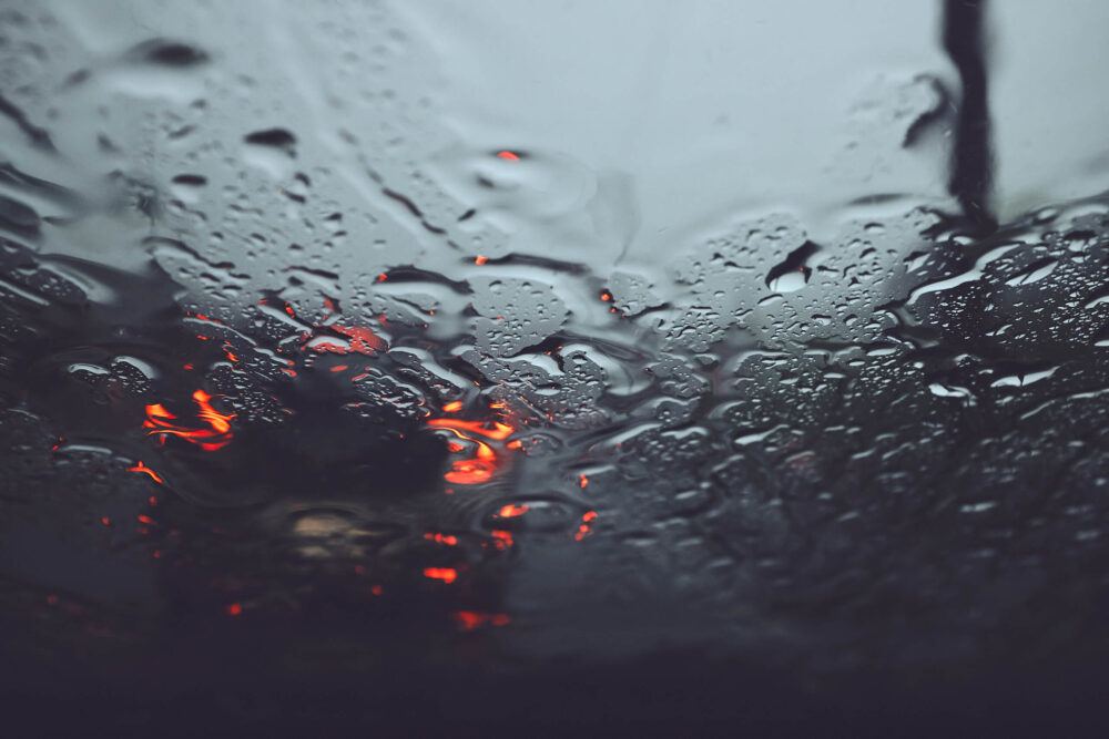 Montreal Quebec - Rainy Day - Wet Windshield