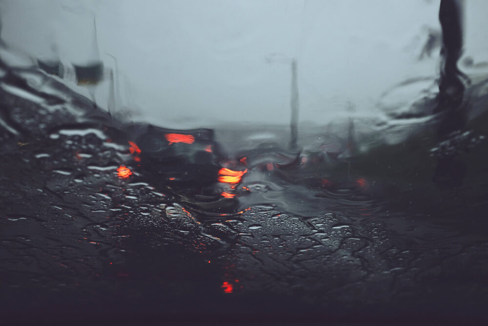 Montreal Quebec - Rainy Day - Wet Windshield