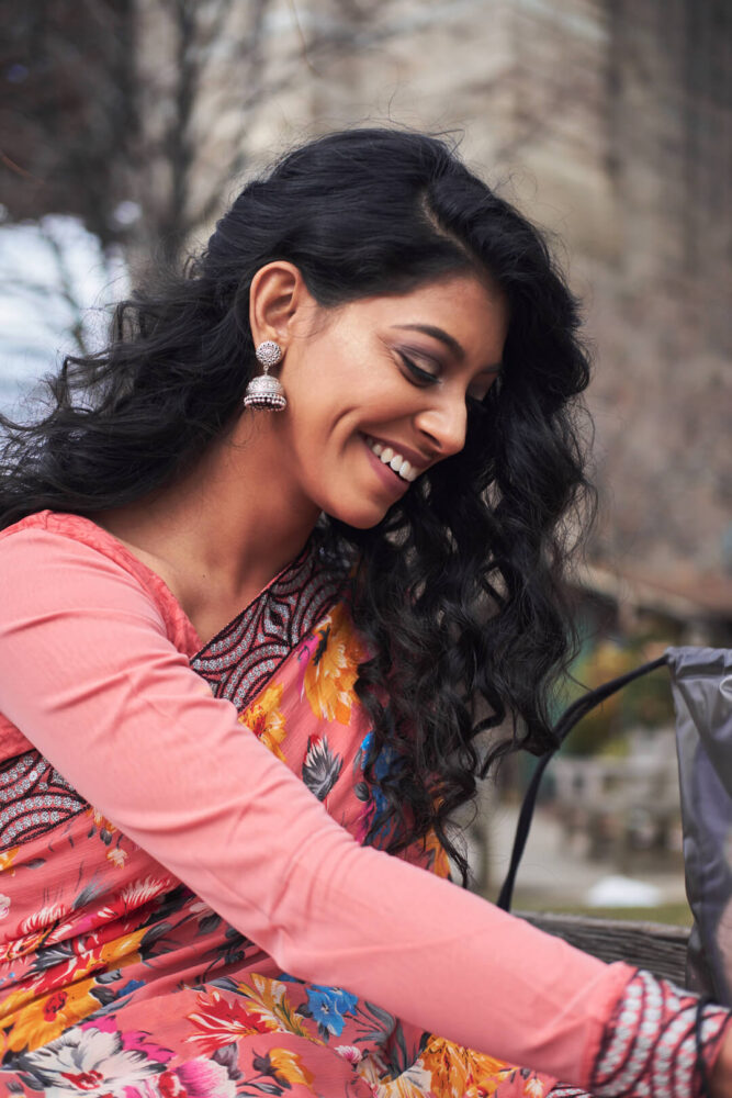 Tasmia - Indian Fashion - Portrait Photography - Dumbo Brookyln - Brooklyn Bridge Park - Jane's Carousel - New York