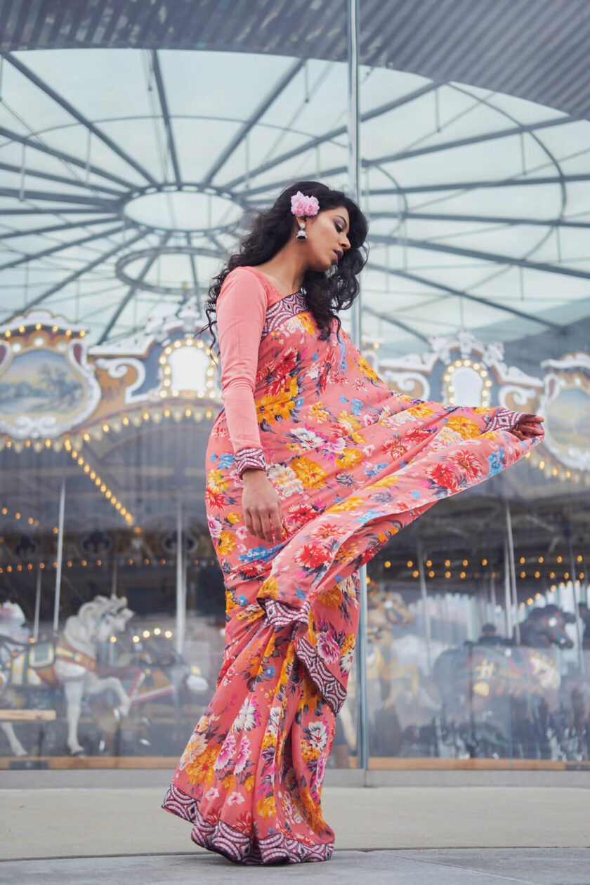 Tasmia - Indian Fashion - Portrait Photography - Dumbo Brookyln - Brooklyn Bridge Park - Jane's Carousel - New York