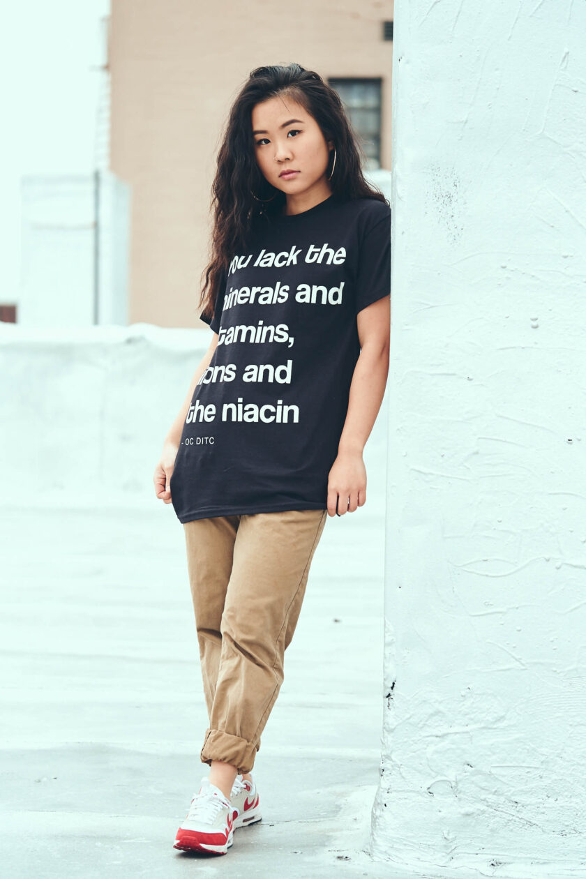 Jessie Wang - oc-ditc-lyric - t-shirt - Fashion Photography - Clothing Brand Photography - Ocean Avenue, Brooklyn, New York