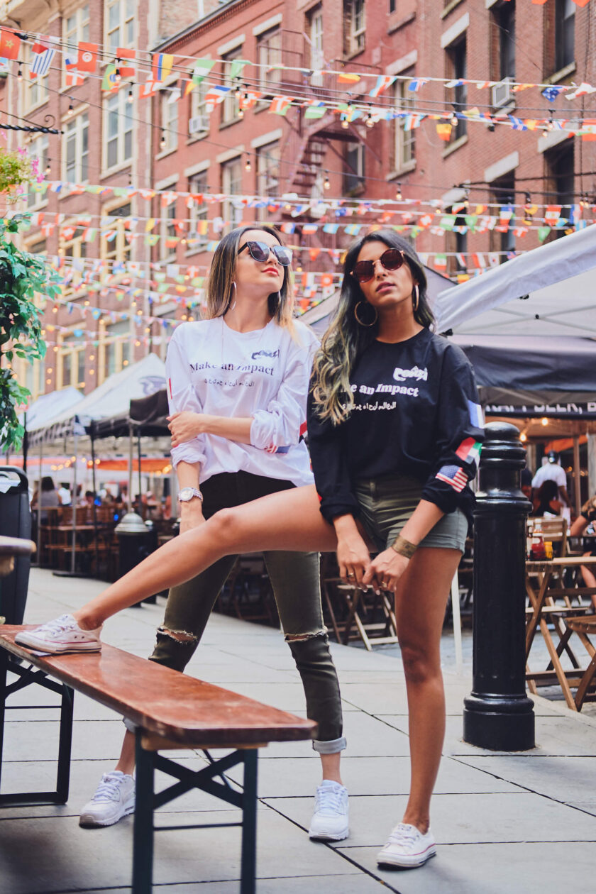 Avisha & Ramsha, wearing Ponzi Clothing Line - Fashion Product Photography - Lifestyle Photography - Urban Portrait Photography - New York Financial District
