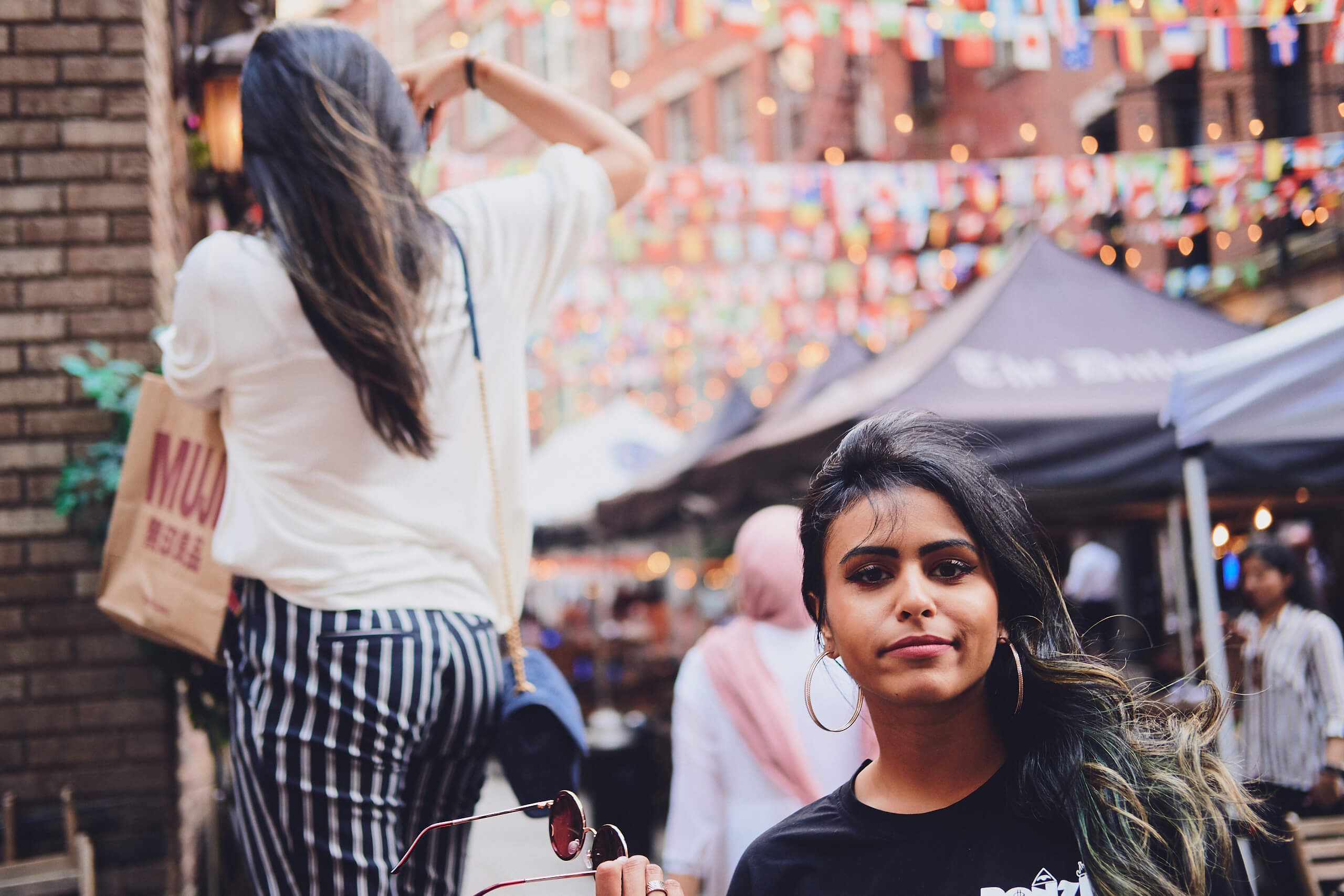 Avisha & Ramsha, wearing Ponzi Clothing Line - Fashion Product Photography - Lifestyle Photography - Urban Portrait Photography - New York Financial District