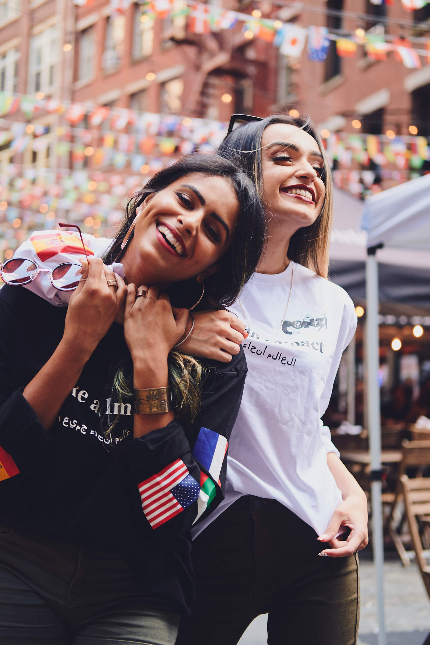 Avisha & Ramsha, wearing Ponzi Clothing Line - Fashion Product Photography - Lifestyle Photography - Urban Portrait Photography - New York Financial District