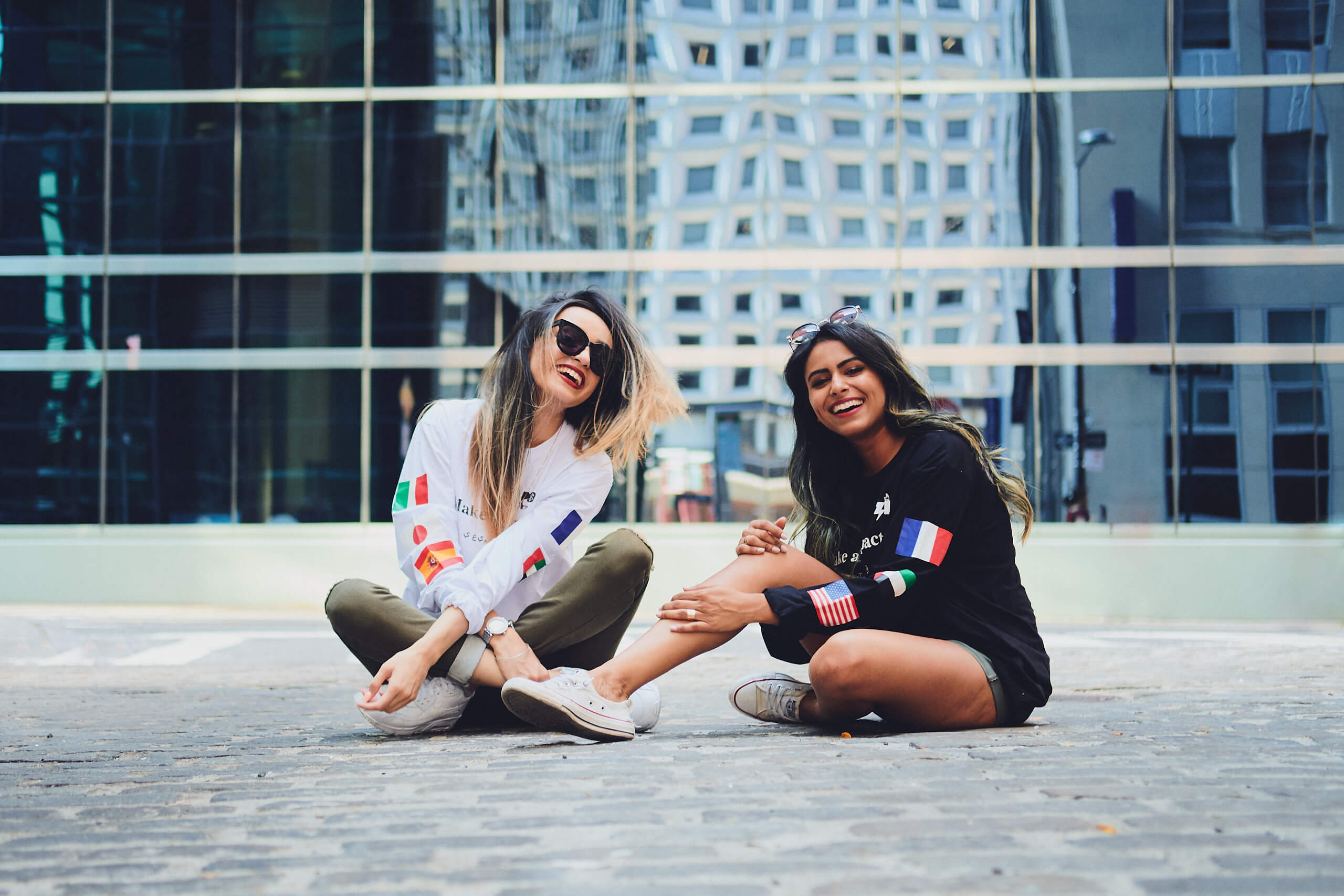 Avisha & Ramsha, wearing Ponzi Clothing Line - Fashion Product Photography - Lifestyle Photography - Urban Portrait Photography - New York Financial District