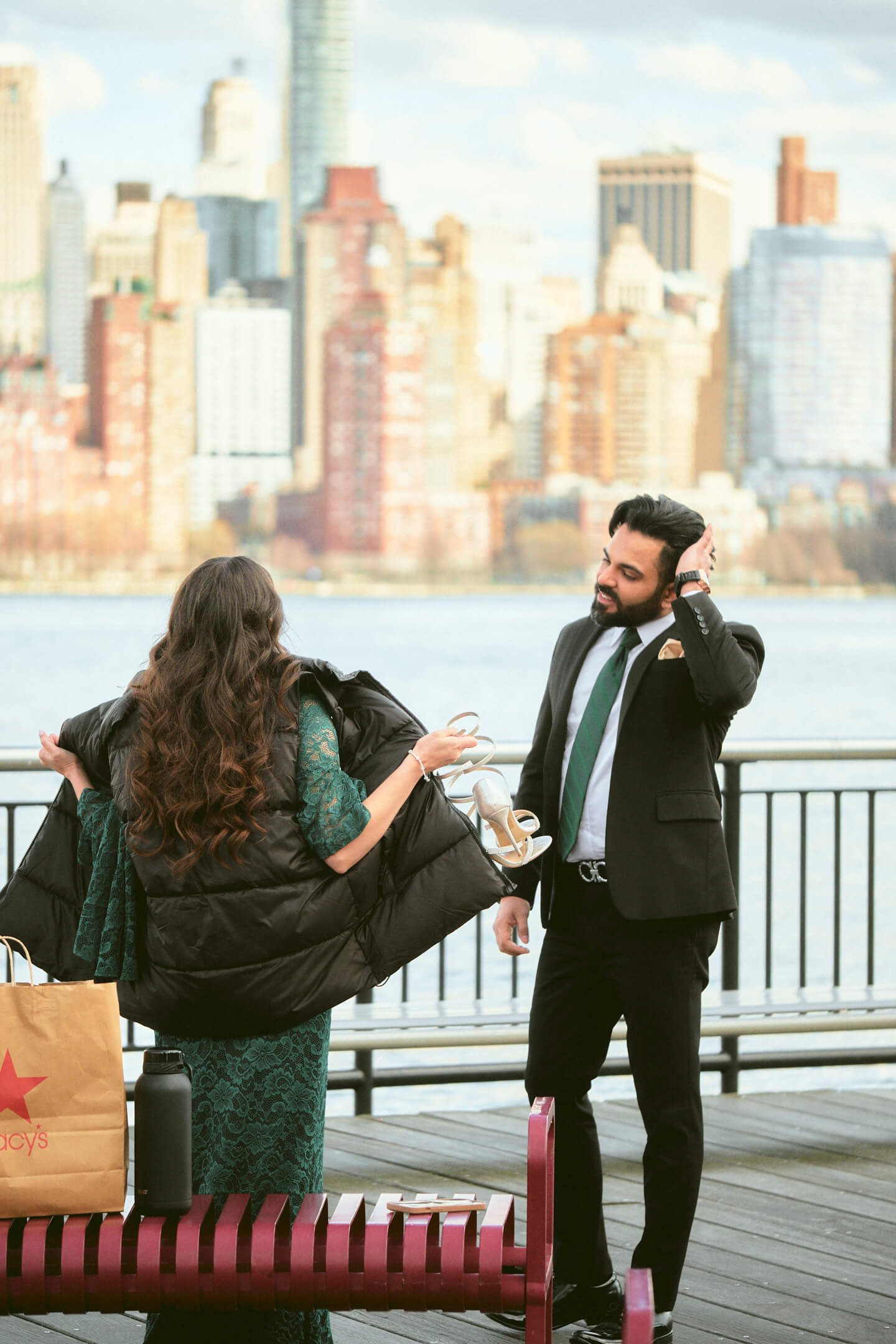 Mansi & Mudit - Save the Date - Couples Session - Exchange Place, Jersey City - Portrait Photography Session