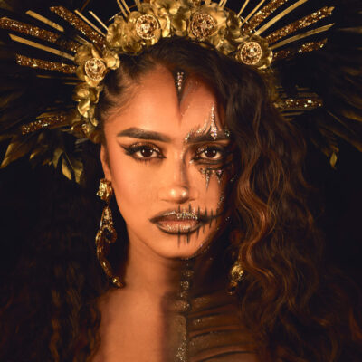 Dhara - Golden Skull Queen - Halloween Look - Elizabeth New Jersey - Portrait Session - Halloween Makeup Look